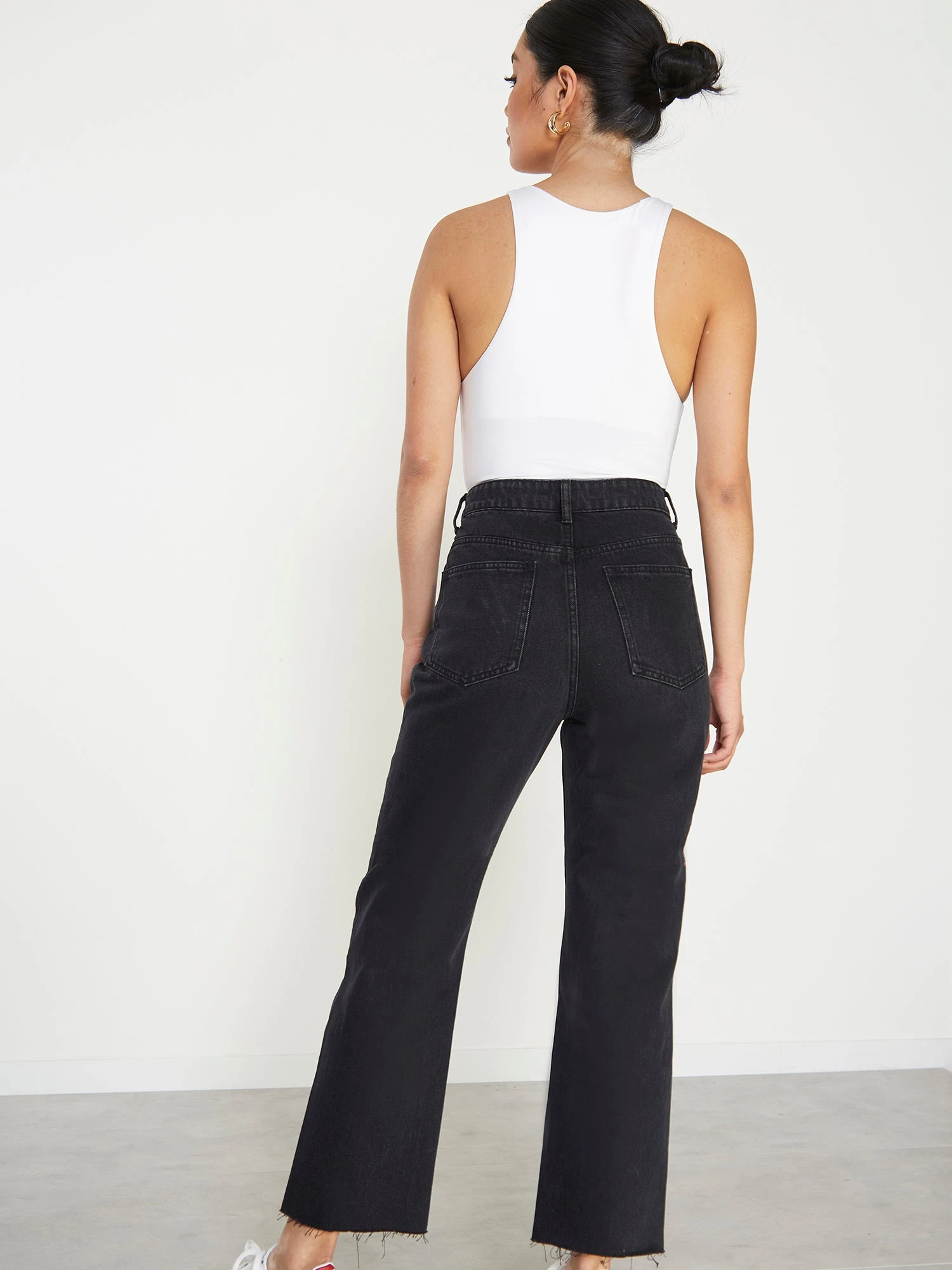 Glamorous Black Cut Off Straight Leg Jeans 2 Glamorous Black Cut Off Straight Leg Jeans - Image 2