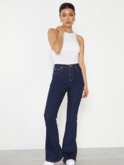 Glamorous Dark Blue High Waisted Flared Jeans 5 Glamorous Dark Blue High Waisted Flared Jeans -Cheap Softly Dressed Store TM0561 T97 DARKBLUE 005 1