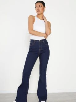 Glamorous Dark Blue High Waisted Flared Jeans