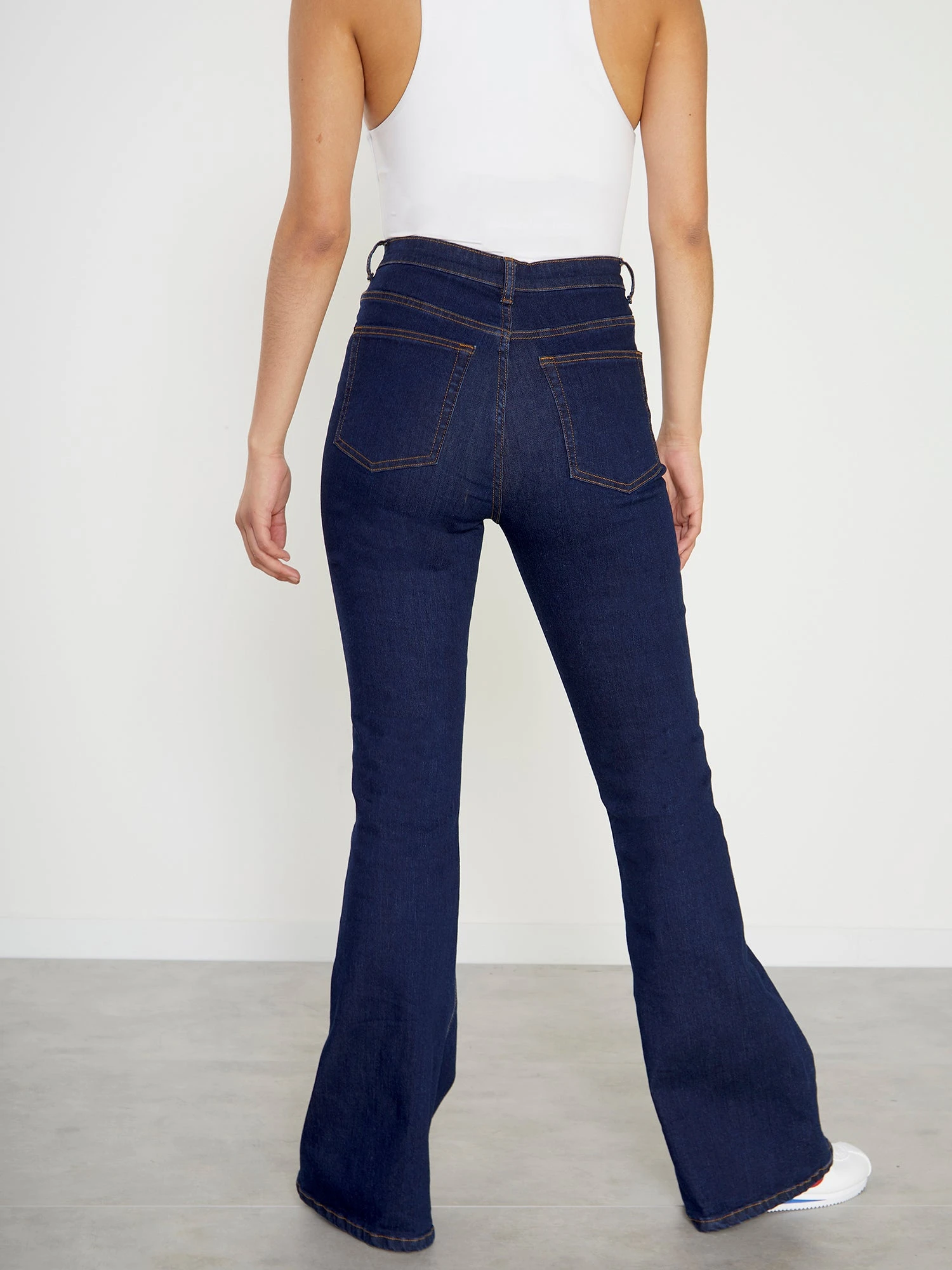 Glamorous Dark Blue High Waisted Flared Jeans 2 Glamorous Dark Blue High Waisted Flared Jeans - Image 2