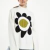 Glamorous Cream Large Flower Knitted Oversized Jumper