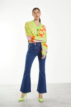 Glamorous Green Orange Multi Knit Cardigan -Cheap Softly Dressed Store TM0611 CZ20 03