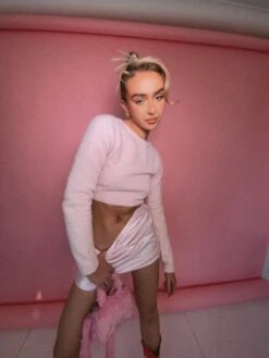 Glamorous Soft Pink Zebra Jacquard Bias Cut Mini Skirt