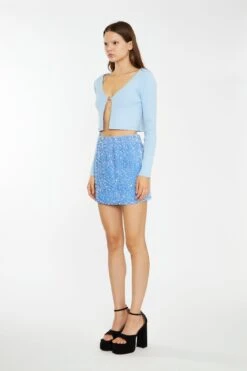 Glamorous Powder-Blue Velvet-Sequin Bodycon Mini-Skirt 7 Glamorous Powder-Blue Velvet-Sequin Bodycon Mini-Skirt -Cheap Softly Dressed Store TM0684 DG37 03