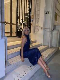 Glamorous Navy Peony Sequin Halter Neck Midi Dress 5 Glamorous Navy Peony Sequin Halter Neck Midi Dress -Cheap Softly Dressed Store TM0780 DG34 03