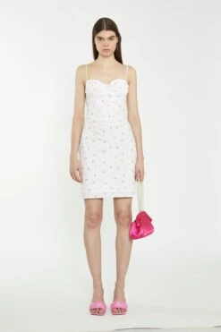 Glamorous White Pink Floral Corset Mini-Dress