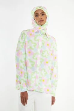 Glamorous Multi-Blurred-Floral Long Sleeve Shirt -Cheap Softly Dressed Store TM0851S DK25 03