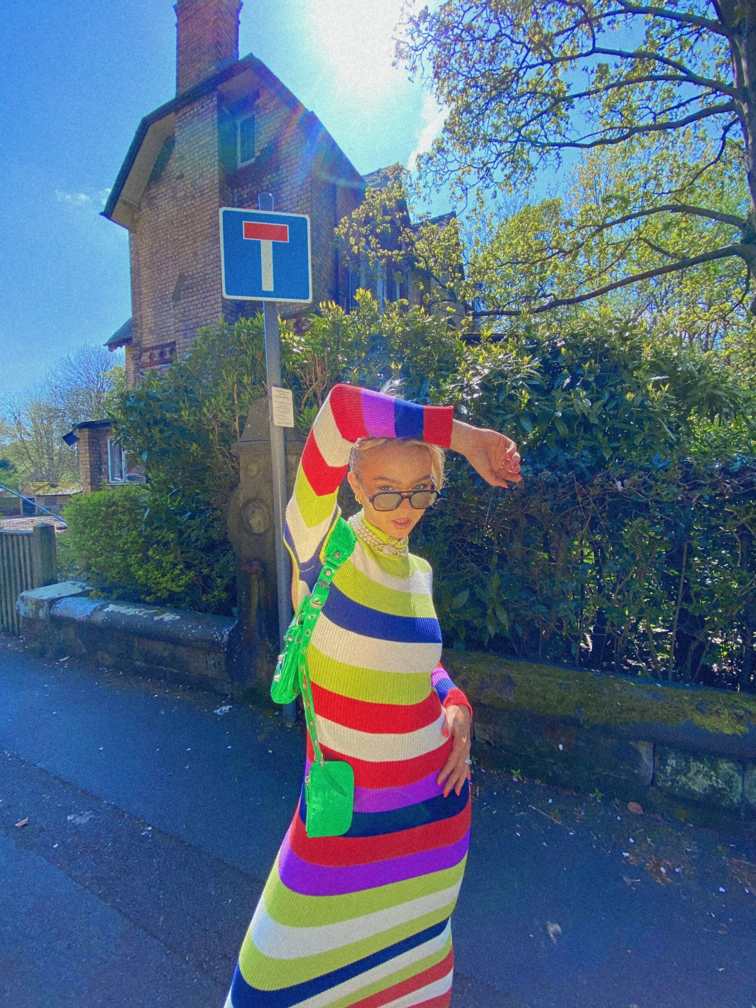 Glamorous Multi Stripe Knitted Midi Dress With Open Back 1 Glamorous Multi Stripe Knitted Midi Dress With Open Back