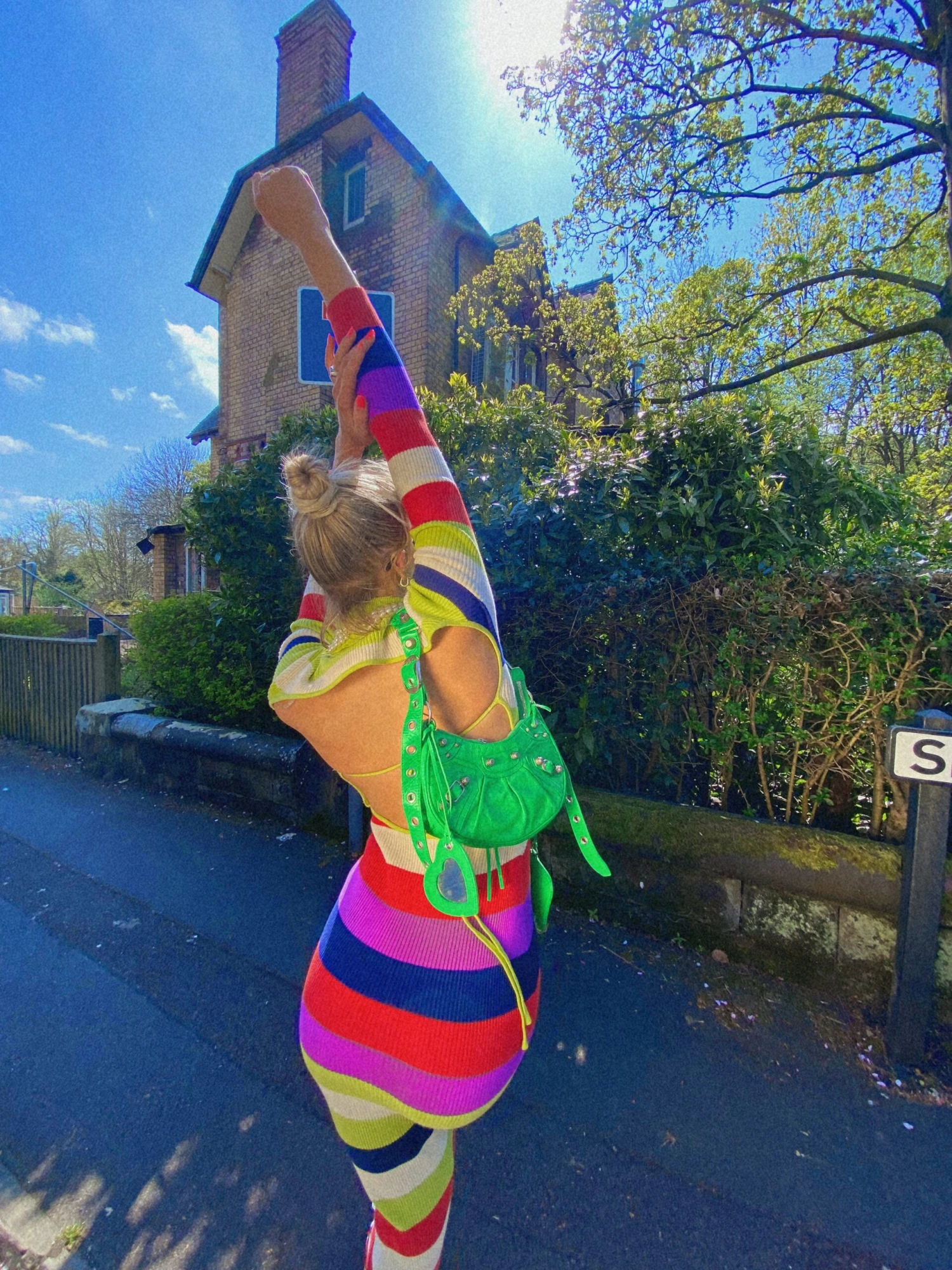 Glamorous Multi Stripe Knitted Midi Dress With Open Back 2 Glamorous Multi Stripe Knitted Midi Dress With Open Back - Image 2