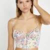 Glamorous Painted Multi-Floral Ruched Bust Cup Crop-Top