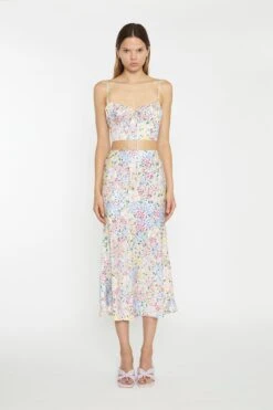 Glamorous Painted Multi-Floral Ruched Bust Cup Crop-Top -Cheap Softly Dressed Store TM0873 DH51 04