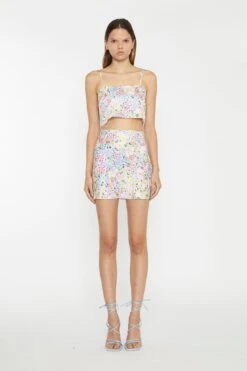 Glamorous Painted Multi-Floral Open Back Crop-Top