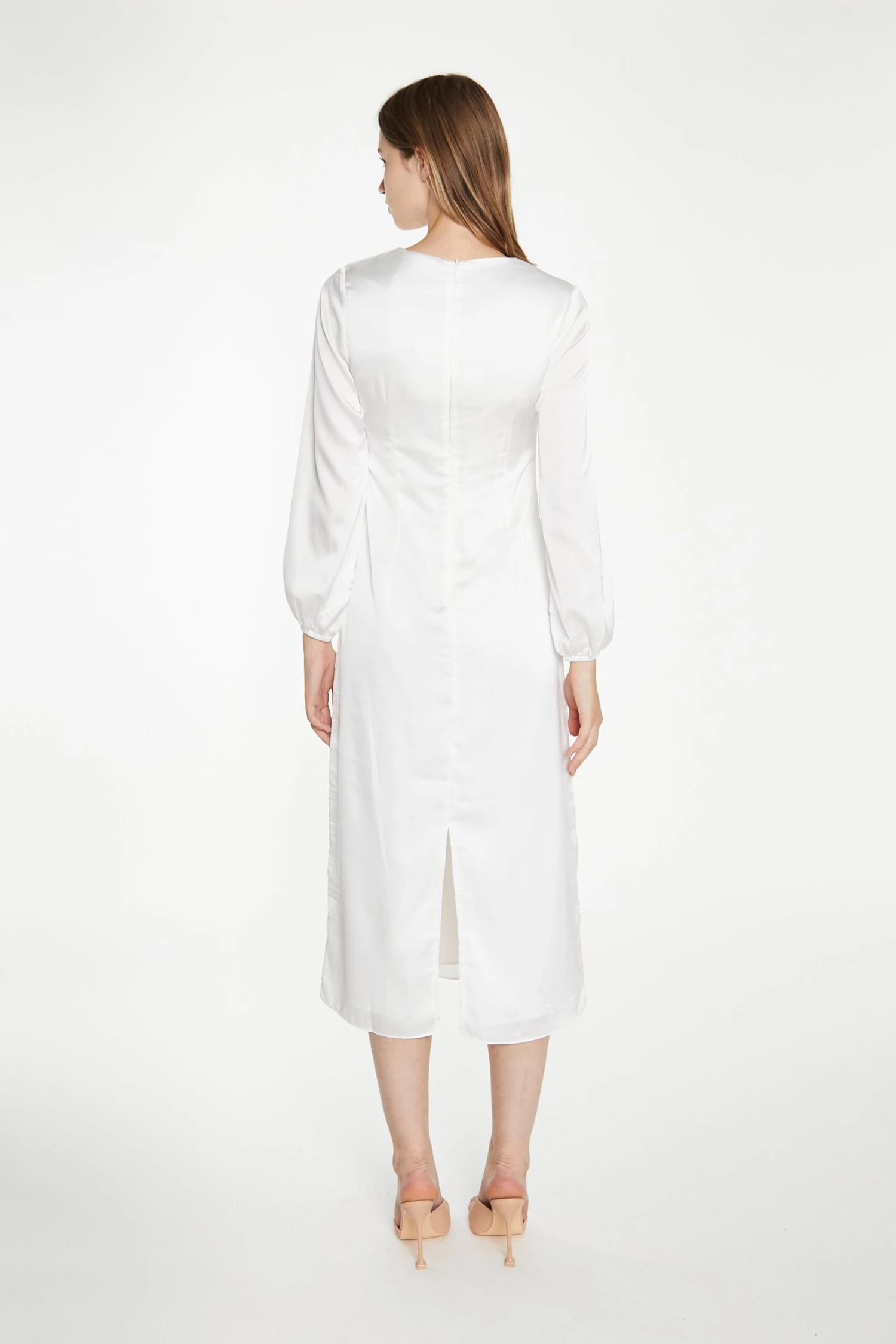 Glamorous White Long-Sleeve Midi-Dress 3 Glamorous White Long-Sleeve Midi-Dress - Image 3