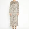 Glamorous Natural White Leopard Print Long Sleeve Midi Dress