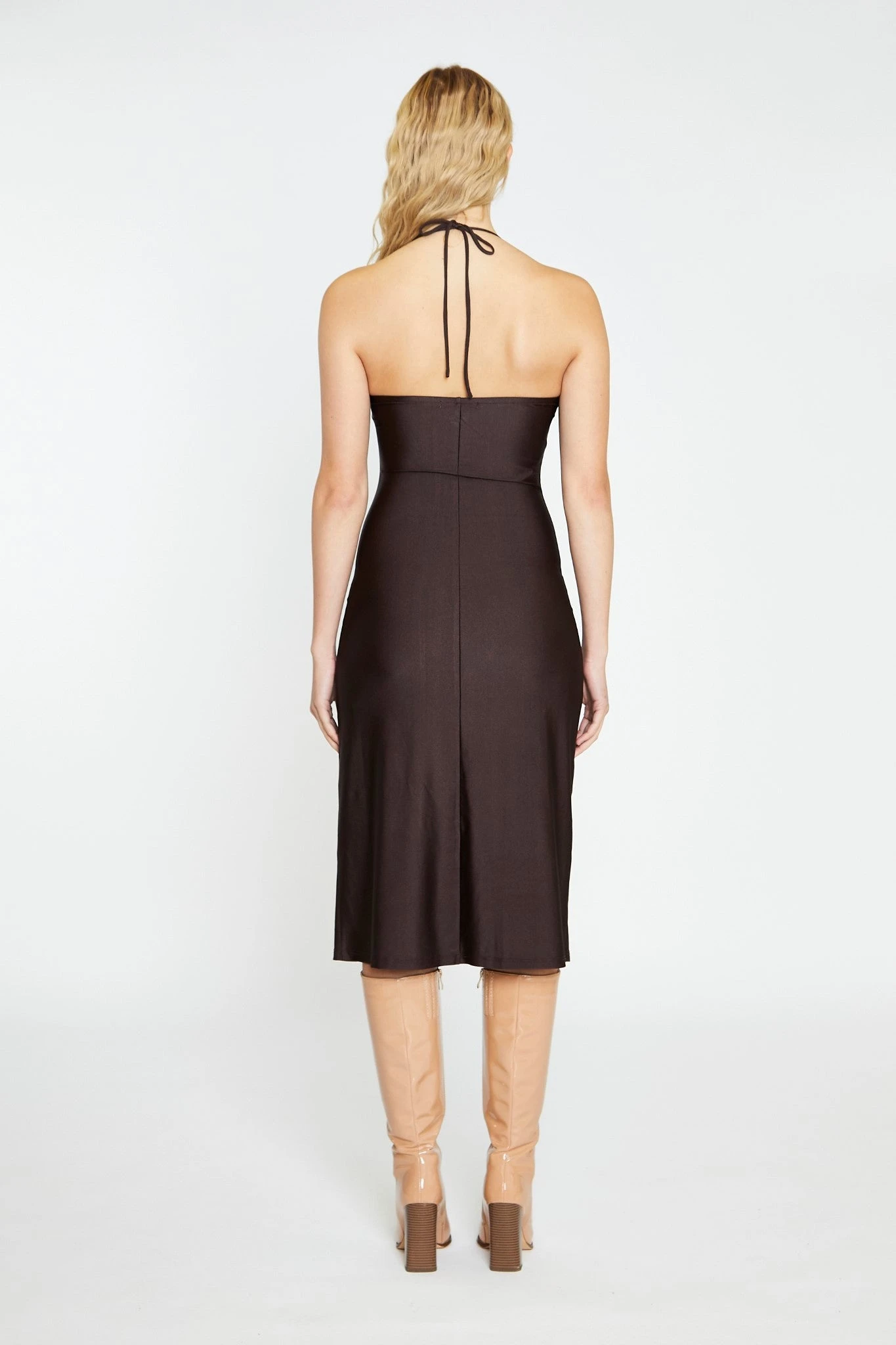 Glamorous Dark Brown Square Halterneck Midi-Dress 2 Glamorous Dark Brown Square Halterneck Midi-Dress - Image 2