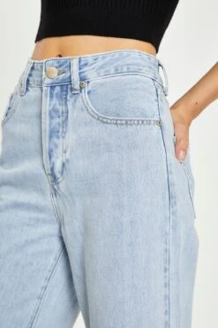 Glamorous Bleach Stonewash Straight Leg Jeans -Cheap Softly Dressed Store TM0938 BO99 04