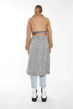 Glamorous Stone Check Trench Coat -Cheap Softly Dressed Store TRENCH COAT 004