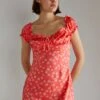 Glamorous Coral-Pink Daisy Milkmaid Mini-Dress