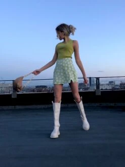 Glamorous Care Olive Green Flower Mini Skirt