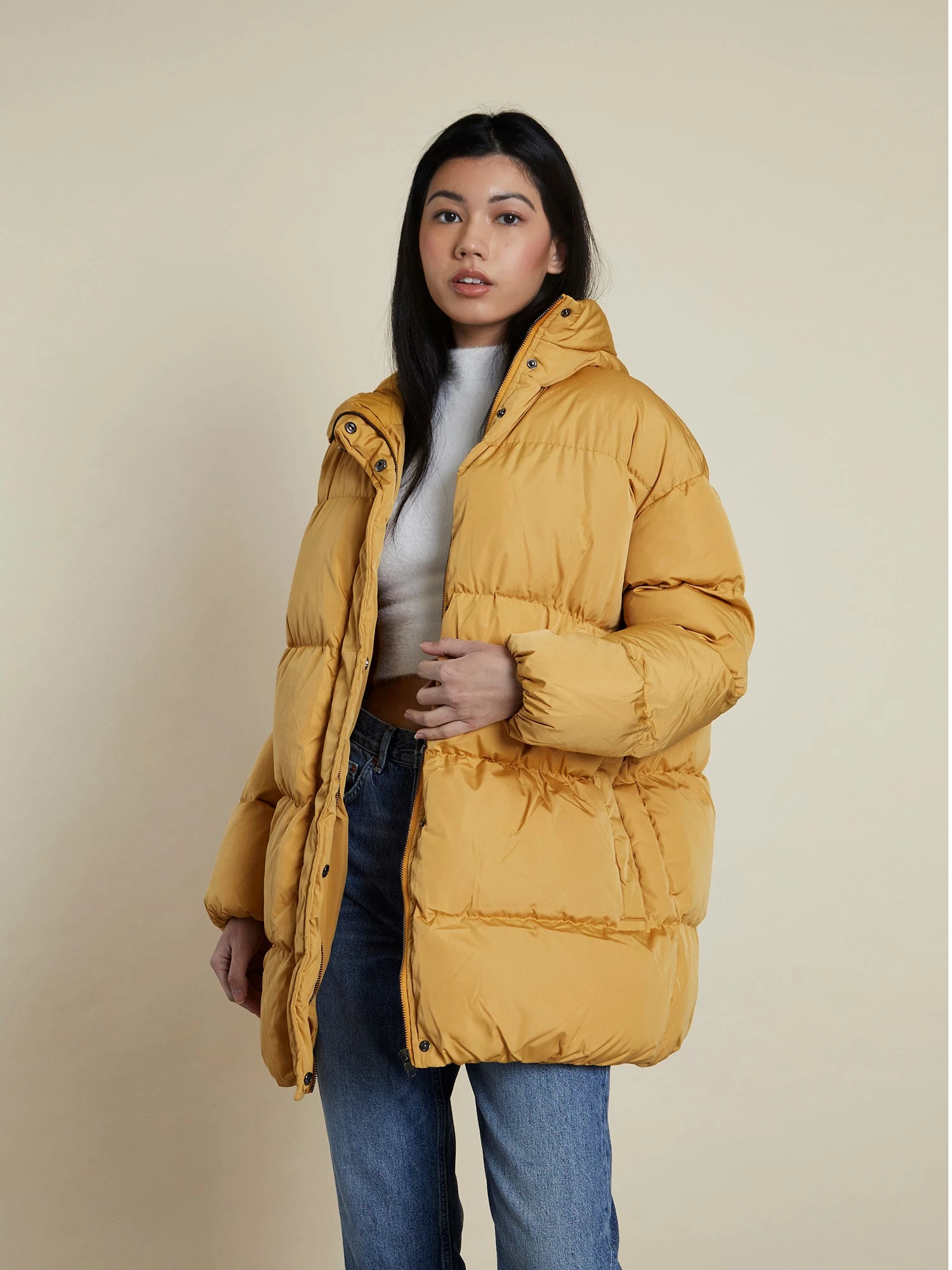 Glamorous Mustard Padded Longline Puffer Coat 4 Glamorous Mustard Padded Longline Puffer Coat - Image 4