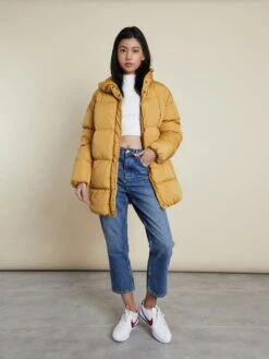 Glamorous Mustard Padded Longline Puffer Coat