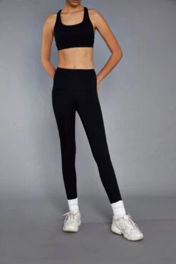 Glamorous Black High Waisted Gym Leggings -Cheap Softly Dressed Store YG0043A BK 03