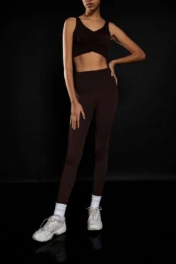 Glamorous Chocolate High Waisted Gym Leggings -Cheap Softly Dressed Store YG0060 BE24 01