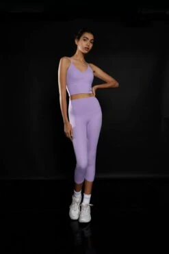 Glamorous Lavender V-Neck Sports Bra -Cheap Softly Dressed Store YG0062 LVD 03
