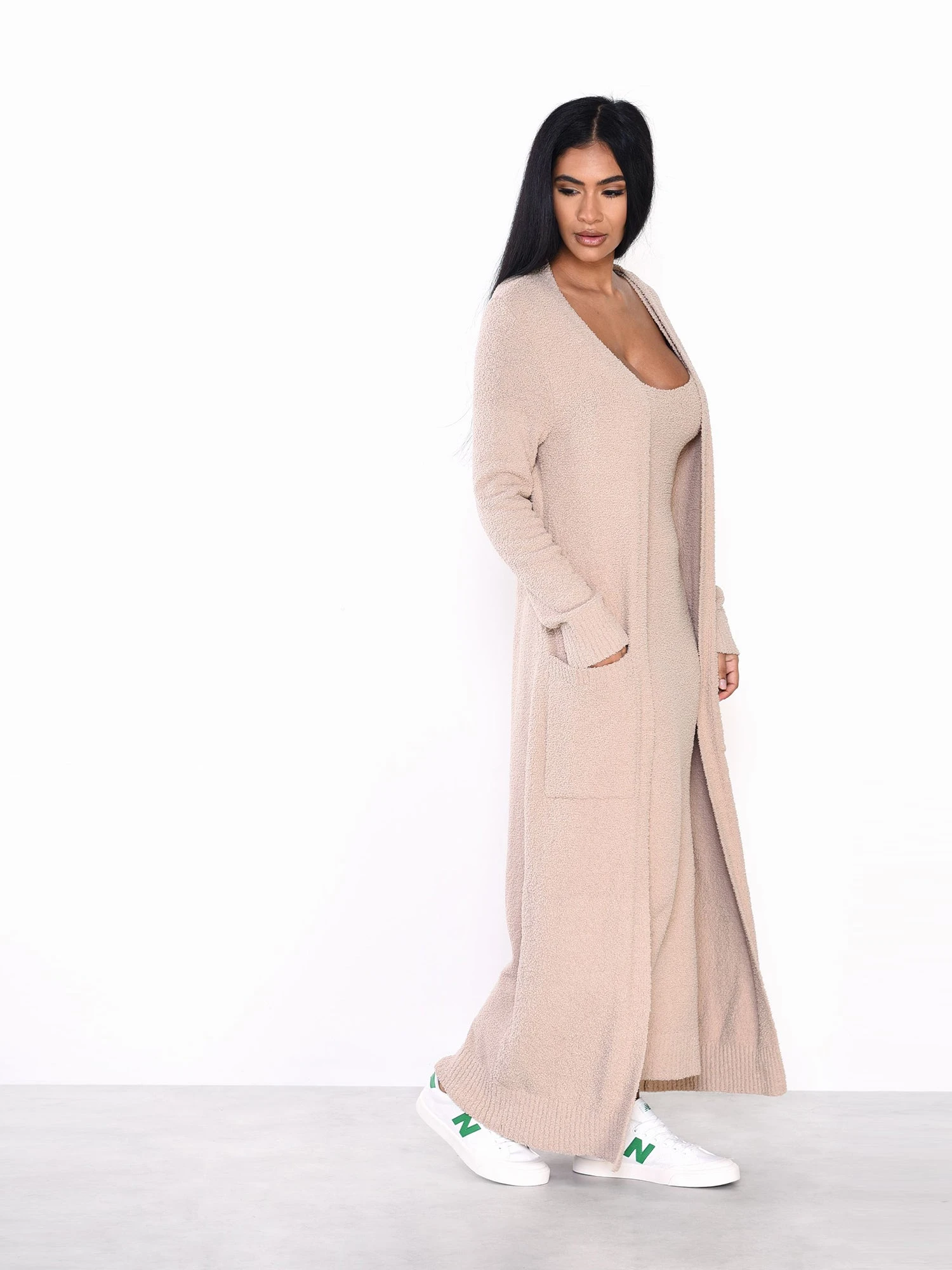 Glamorous Stone Longline Knit Cardigan 3 Glamorous Stone Longline Knit Cardigan - Image 3