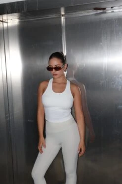 Glamorous Everywear Ribbed Y-Back Vest Top - White Rib