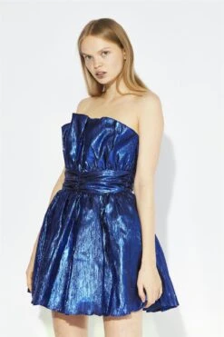 Glamorous Petite Callie Gathered Bandeau Mini Dress - Midnight Blue