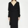 Glamorous Women's Black Tie-Waist Knitted Midi-Dress