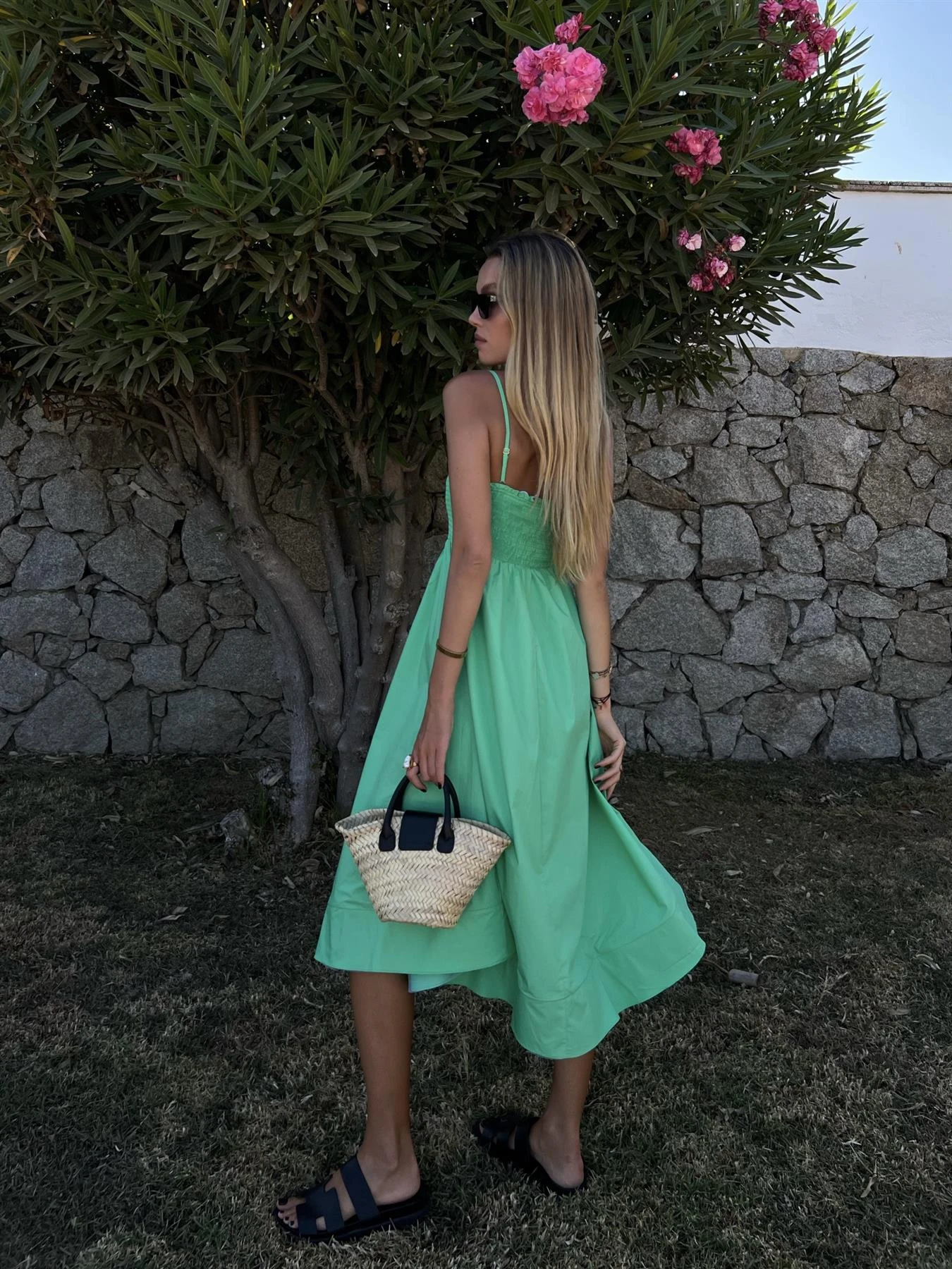 Glamorous Gracie Smocked Midi-Dress -Bright-Green 2 Glamorous Gracie Smocked Midi-Dress -Bright-Green - Image 2