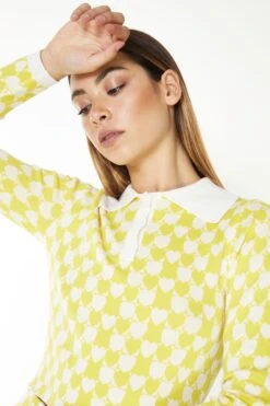 Glamorous Yellow White Heart Collar Long Sleeve Crop Top -Cheap Softly Dressed Store b60cf0dbbd454f98aa8cc4623f422e8c