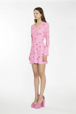 Glamorous Pink Multi-Flower Fluted Sleeve Mini-Dress -Cheap Softly Dressed Store bbbfa0f2 c5b1 444b ac41 9f546546cd64