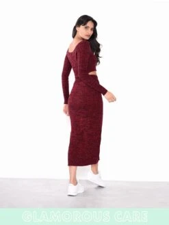 Glamorous Care Plum Melange Button Front Long Sleeve Crop Top -Cheap Softly Dressed Store brugtop3