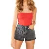 Glamorous Washed Black High Waisted Denim Shorts