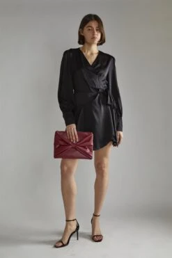 Glamorous Black-Satin Wrap Mini-Dress -Cheap Softly Dressed Store d235798f d719 436e 8e80 cae99860a40f