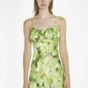 Glamorous Green Multi-Blur Gathered-Bust Mini-Dress