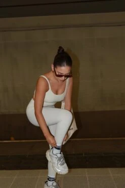 Glamorous Signature Double Strap Crop Top - Putty