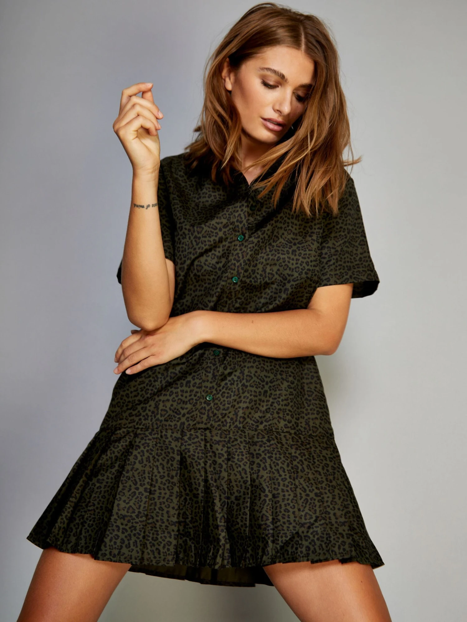 Glamorous Green Mini Leopard Shift Mini Dress 1 Glamorous Green Mini Leopard Shift Mini Dress