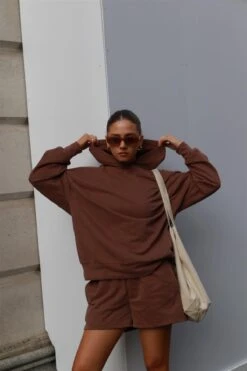 Glamorous Agon Lounge Boxy Oversized Hoodie - Coffee