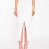 Glamorous Off White Centre-Split Denim Maxi-Skirt