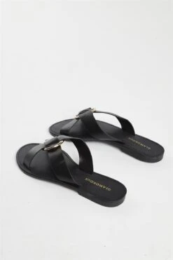 Glamorous Black PU Flat Sandals -Cheap Softly Dressed Store e565b337 2b79 4a17 81b2 c9c98b59b884