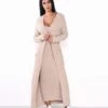 Glamorous Stone Longline Knit Cardigan