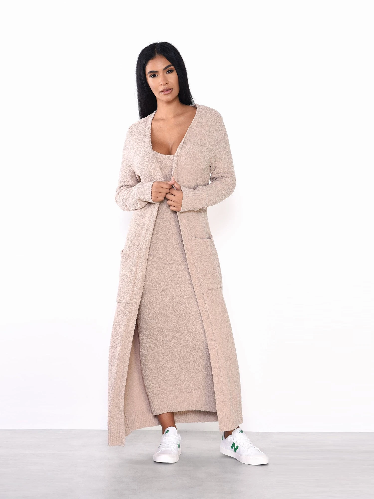 Glamorous Stone Longline Knit Cardigan 1 Glamorous Stone Longline Knit Cardigan