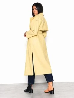Glamorous Yellow Faux Leather Longline Trench Coat -Cheap Softly Dressed Store ec40863da49c5403b03a9dd1e894f338