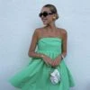 Glamorous Hayden Strapless Empire-Line Mini-Dress -Bright-Green