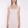 Glamorous White-Base Floral Ruffle Neck Midaxi-Dress