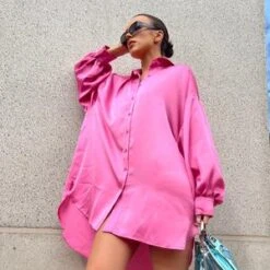 Pink Sateen Oversized Mini Shirt-Dress -Cheap Softly Dressed Store f3e945f529f1458399787aa39586463c tplv hyqnpo4tzp resize jpeg 300 300